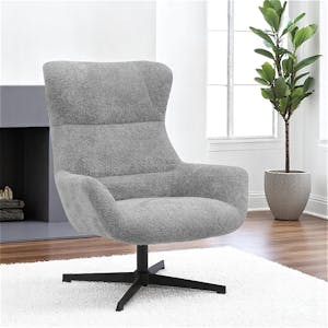 Fauteuil confort pivotant en tissu doux gris foncé BERLIN
